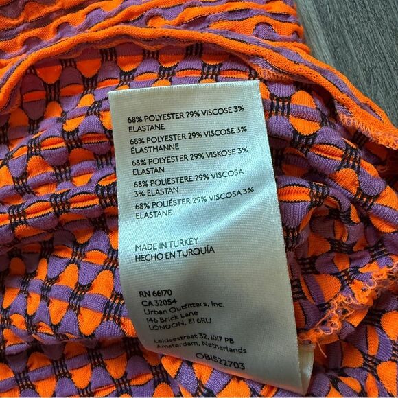 Urban Outfitters Micro Mini Skirt Neon Orange Purple XS Stretchy - Picture 6 of 9